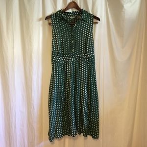 Anthropologie 11 1 Tylho green/white dot dress